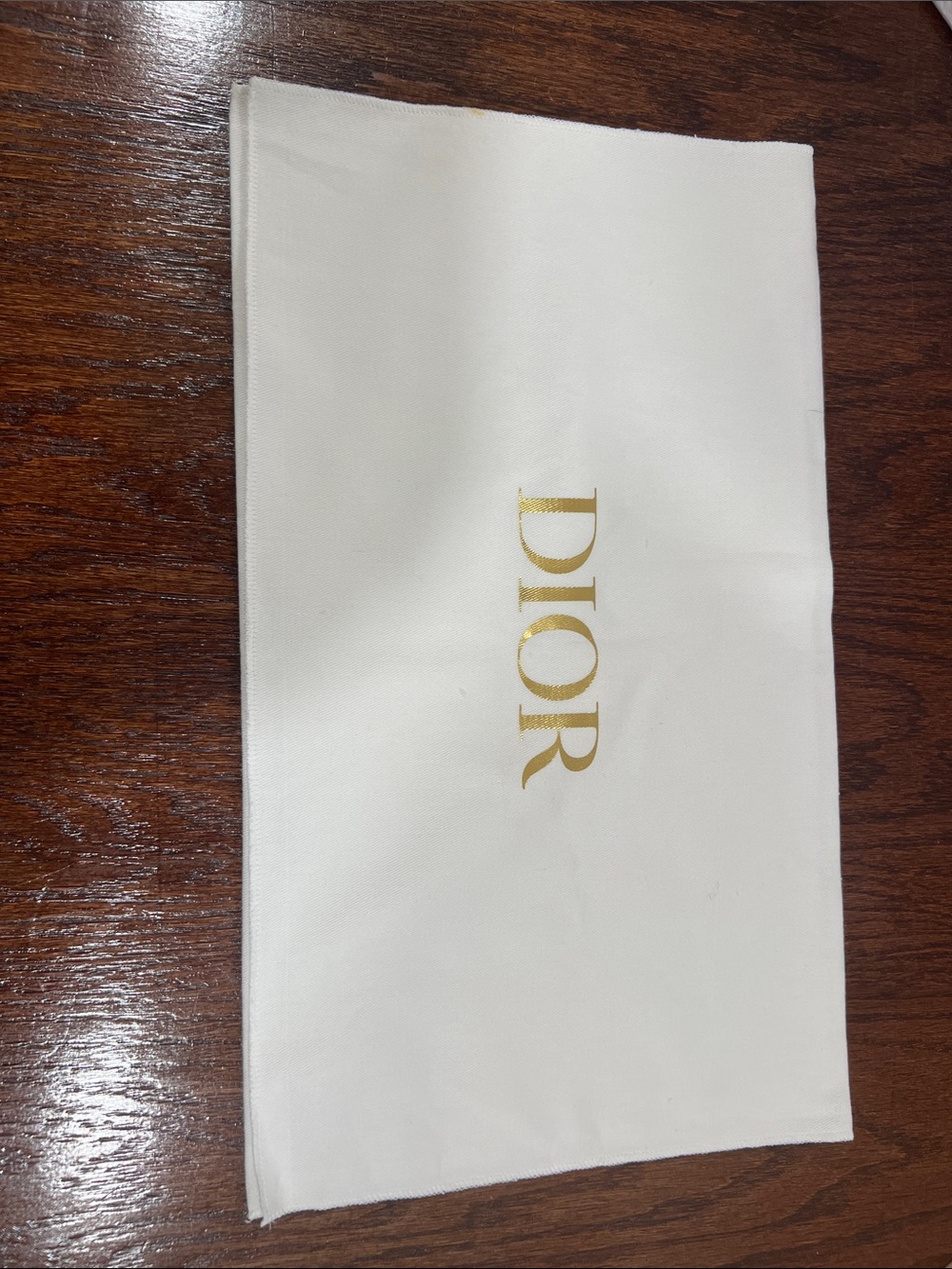 Dior Cream Canvas Pouch dust bag with Gold Logo